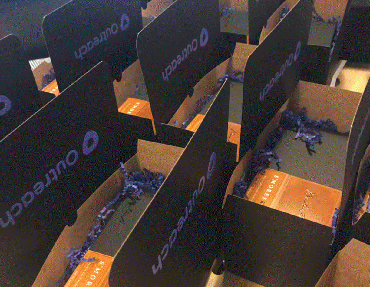Outreach gift boxes with s'mores inside