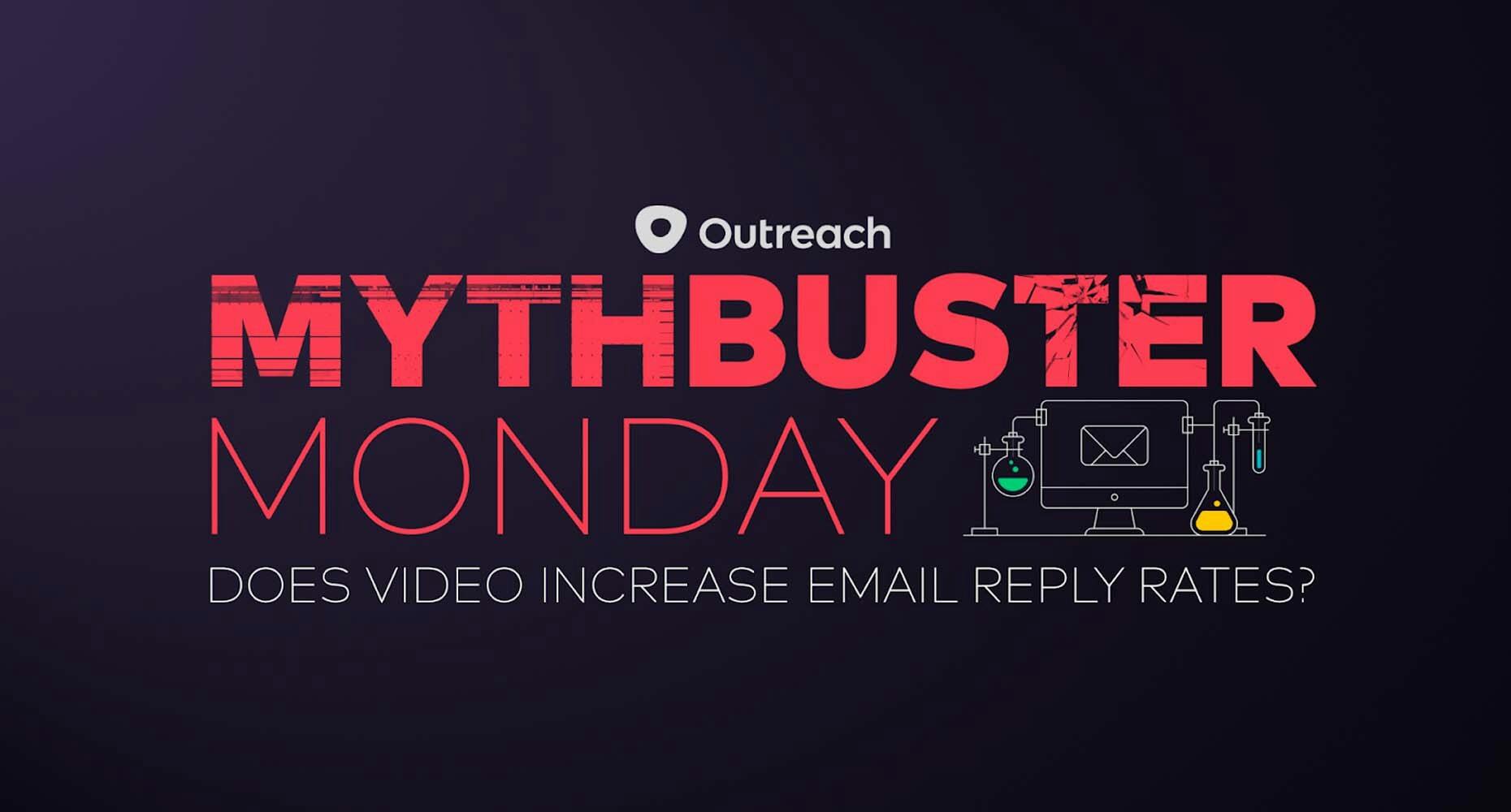 An image promoting "Mythbuster Wednesday" video content, depicting a laptop displaying email metrics and charts, indicating strategies to increase email engagement and debunking common misconceptions, aimed at optimizing email marketing campaigns for better results.