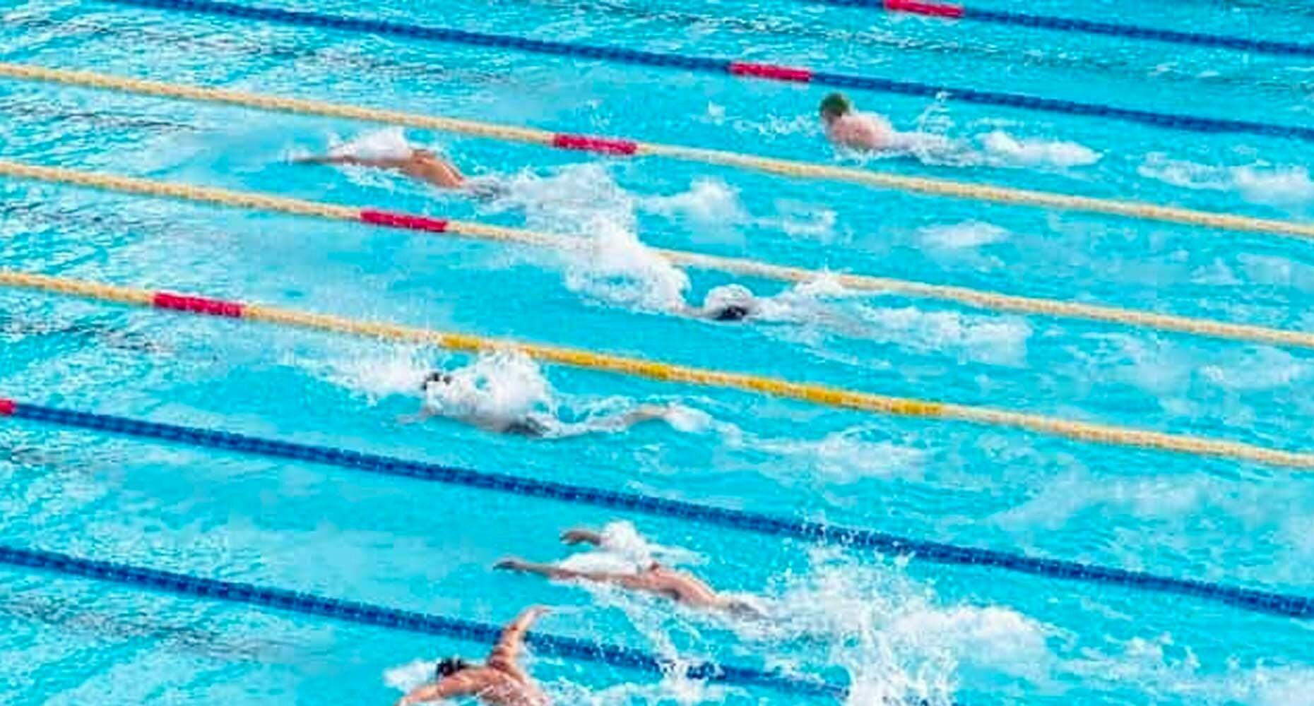 Swimmers in swimming lanes
