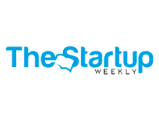 The Startup Weekly company logo, blue and black text