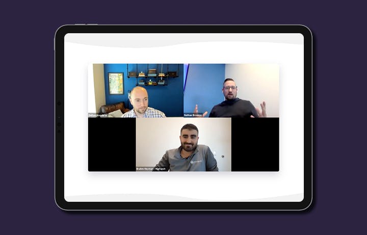three male coworkers on a zoom call